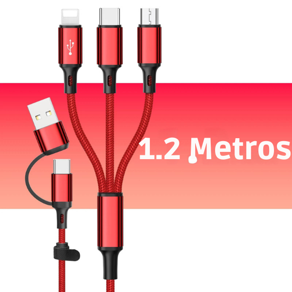 3 em 1 Cabo de Carregamento Rápido para IPhones, Micro USB Type C