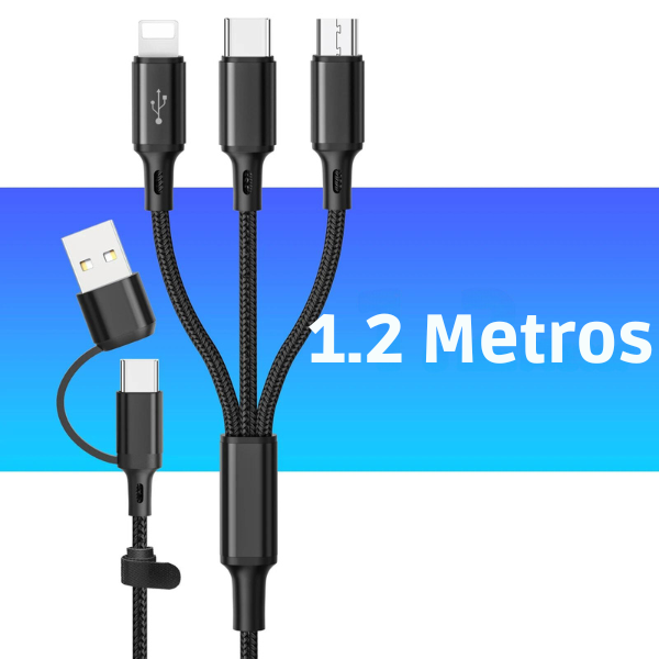 3 em 1 Cabo de Carregamento Rápido para IPhones, Micro USB Type C