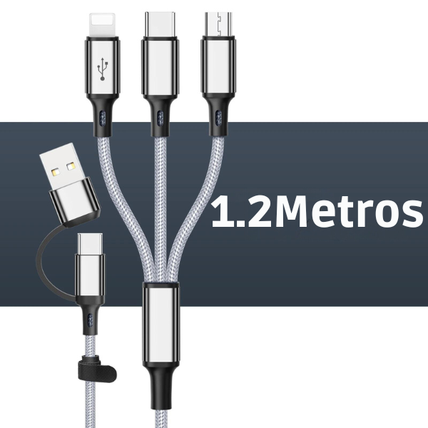 3 em 1 Cabo de Carregamento Rápido para IPhones, Micro USB Type C