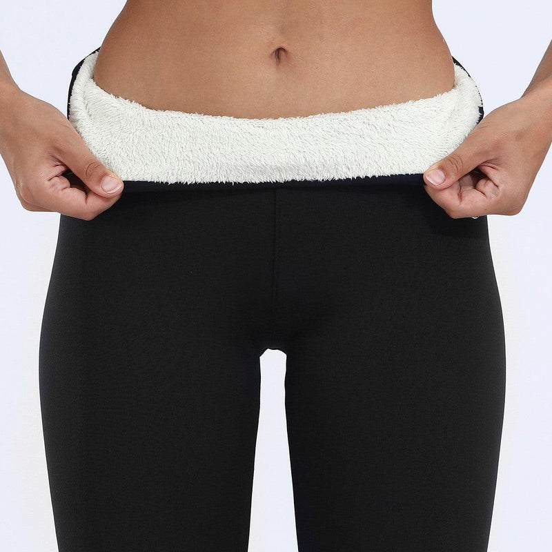 Calça Legging Feminina Com Forro de Lã de Cordeiro Inverno