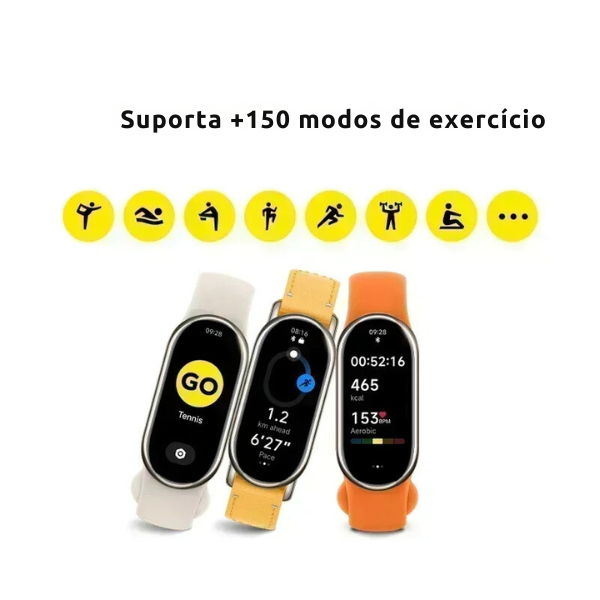 Xiaomi Relógio Mi Band 8 Global C/3 Pulseira + 1 Película - ESTREIA MUNDIAL