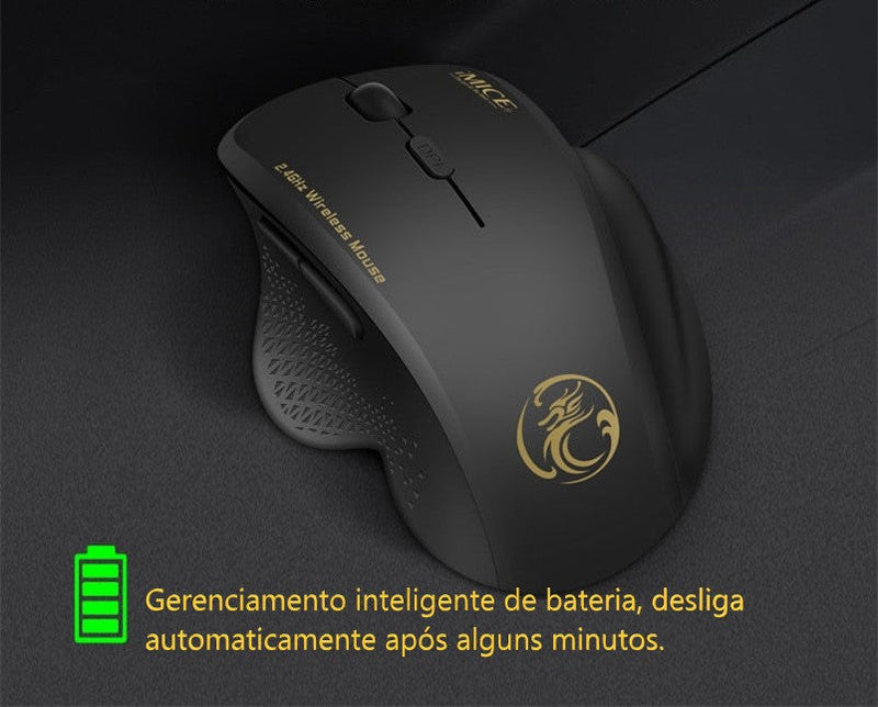 Mouse Ergonômico Sem Fio MICE 6 Botões Até 1600 dpi
