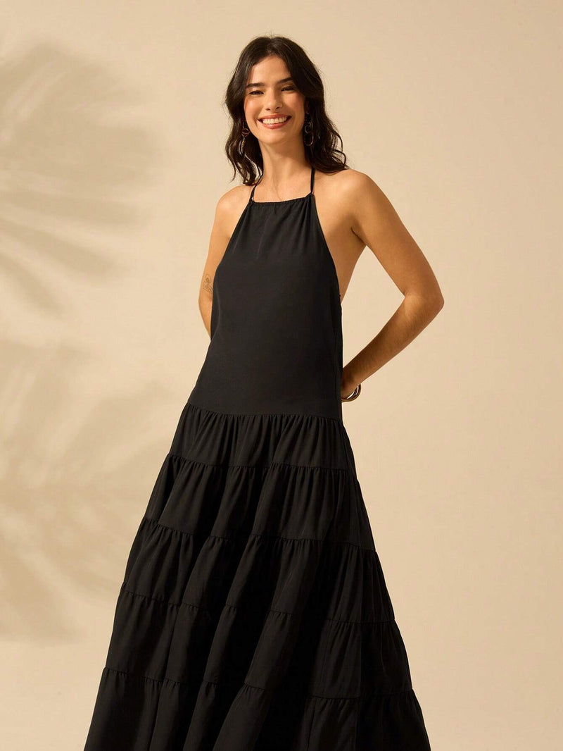 Vestido Feminino Longo Panamá Preto