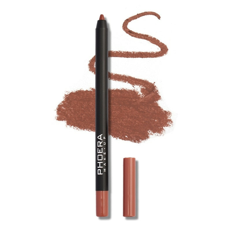 Lápis Lábial Matte Lipliner PrettyBeauty, Hipoalergênico com Alta Pigmentação - Phoera, 12 cores